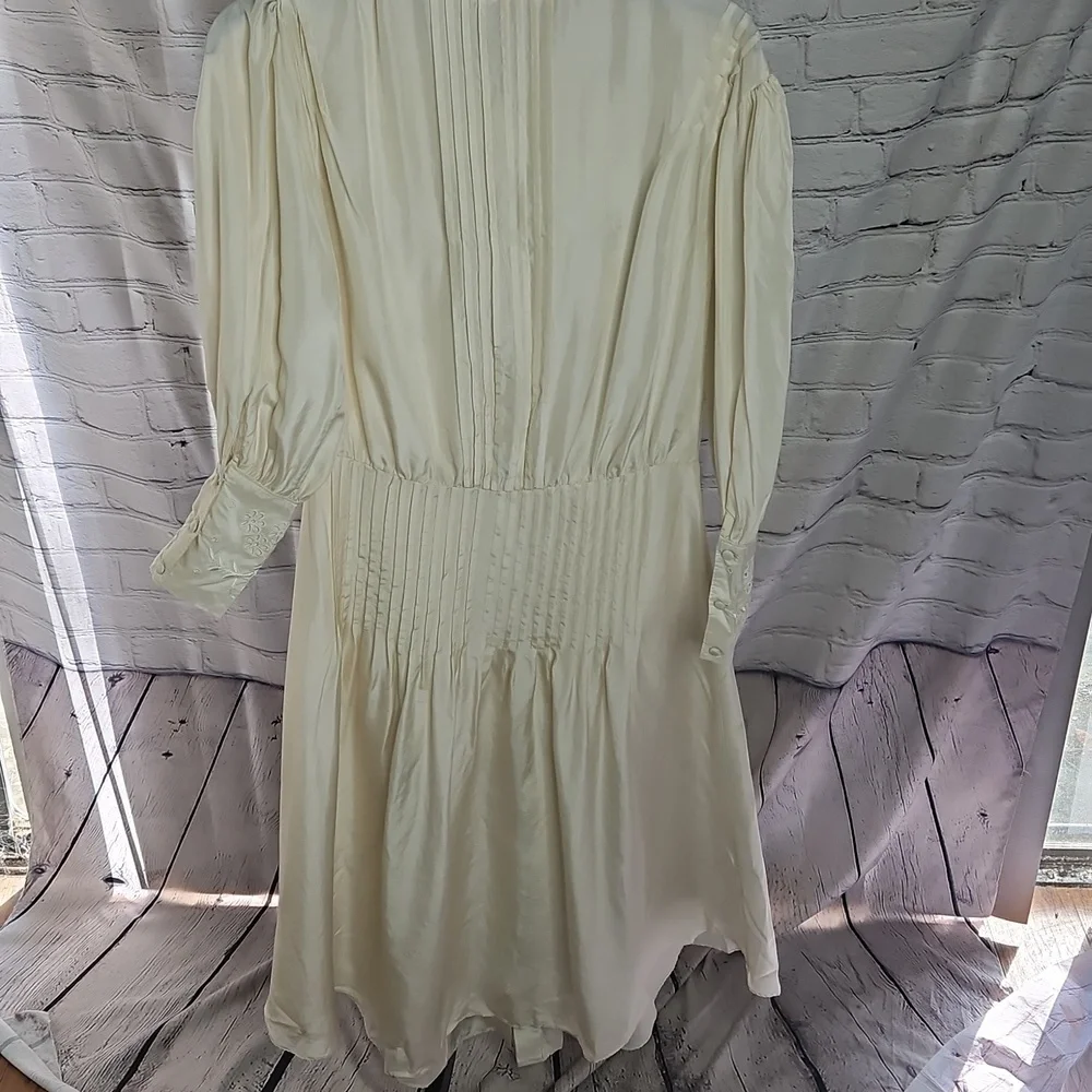 Victorian Style Cream Embroidered Designer Silk Women’s Doen Ethel Cain Style - Picture 6 of 11